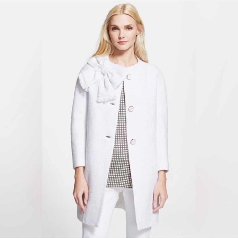 Kate Spade White Boucle Dorothy Long Jacket
